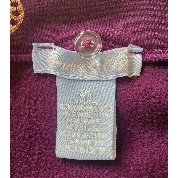 Emma & Elsa Burgundy Heart Zipper Hoodie – Size 4T - Picture 3 of 4